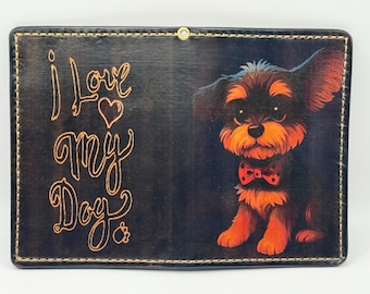 Custom Leather Journal with Your Pet’s Face – Handmade Dog Portrait Notebook