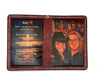 love collection - leather handmade journal - with your portrait for order