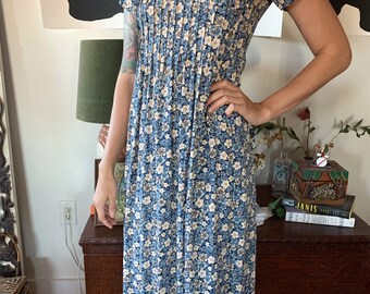 Sleeveless 90s Floral Dress Blue Mini Dress Vintage 90s Dress Floral Mini Dress Sleeveless Dress XS S 90s Vintage Dress Rampage Trilogy 2