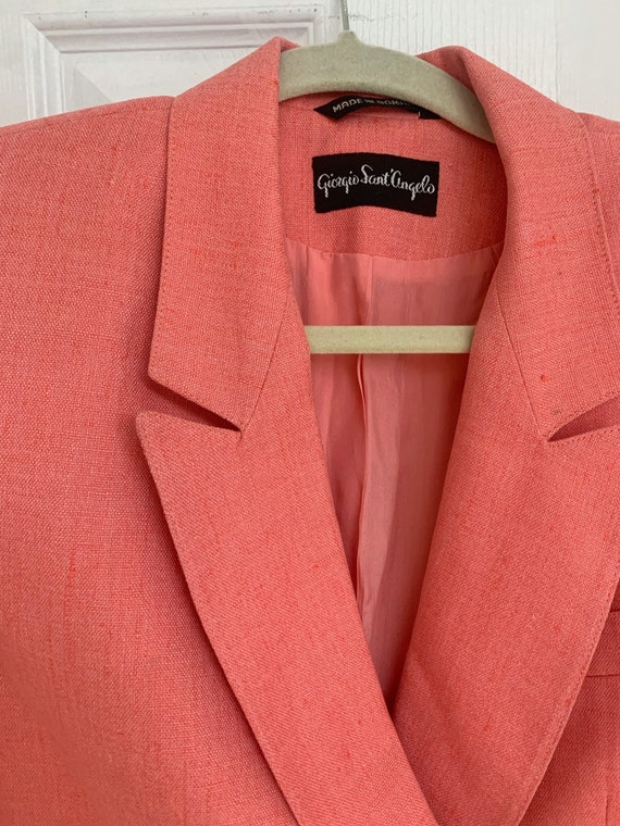 80s Salmon Pink Blazer 1980s Vintage Suit - image 2