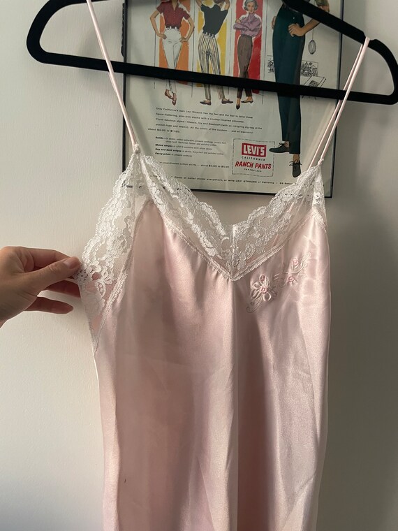 Vintage Barbizon Baby Pink Slip Dress w/White Lace - image 2