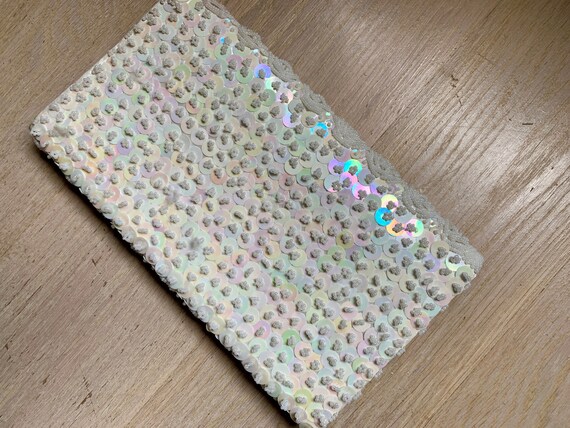 Beaded Sequin White Clutch - image 2