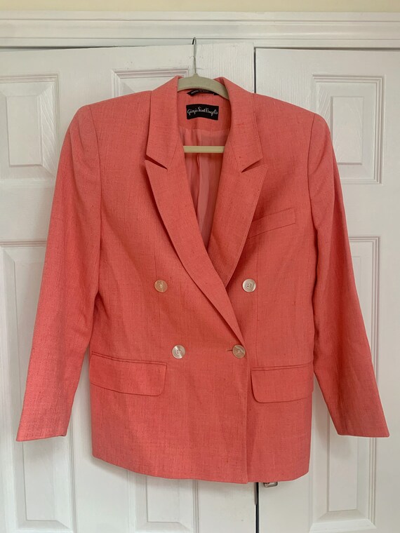 80s Salmon Pink Blazer 1980s Vintage Suit