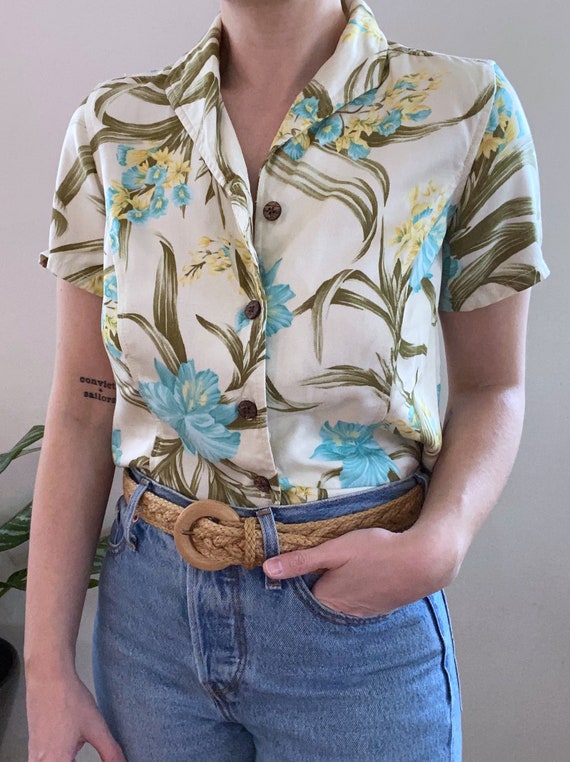 Vintage 80s Floral Island Shirt - image 1