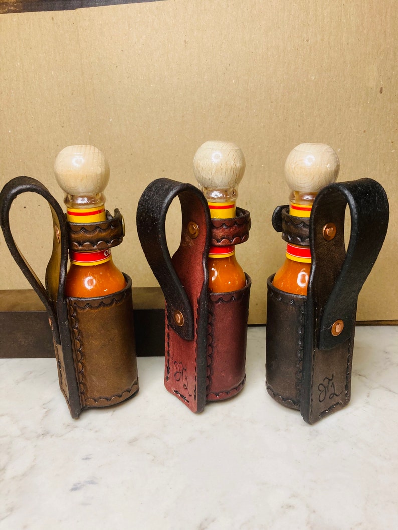 Hot Sauce Holder Holster Leather Belt Pouch Personalized Etsy