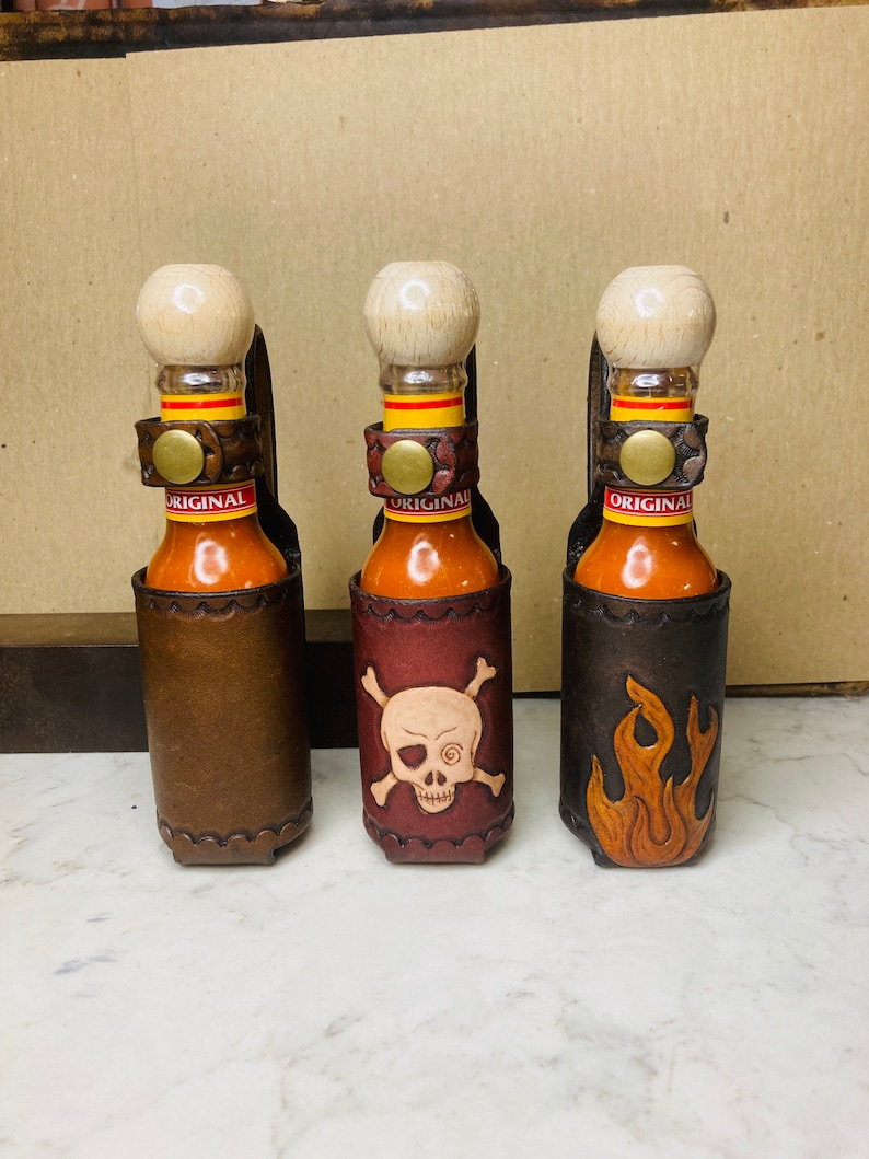 Hot Sauce Holder Holster Leather Belt Pouch Personalized Etsy