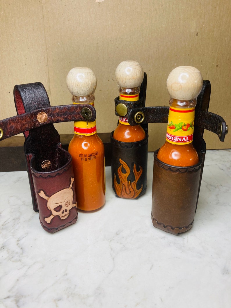 Hot Sauce Holder Holster Leather Belt Pouch Personalized Etsy