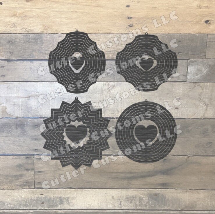 Heart2 Wind Spinner / .dxf .svg Digital Download Laser Cnc Etsy