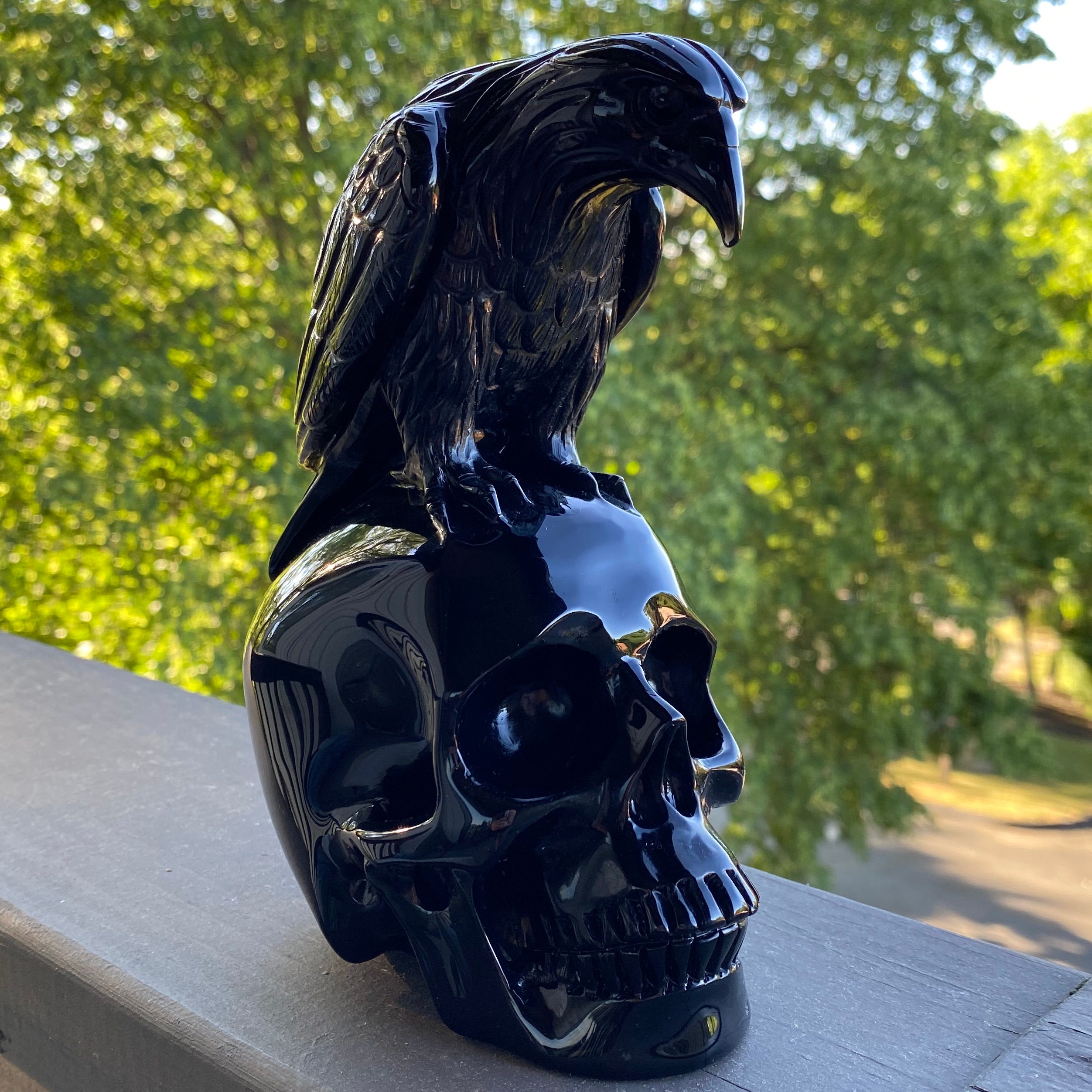 Obsidian Raven Skull - Etsy