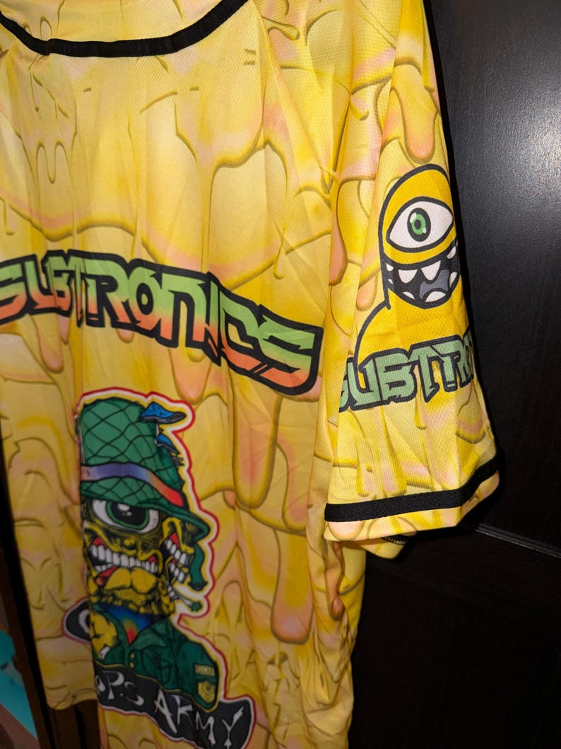 Yellow Cyclops Subtronics Inspired Yellow Cyclops Army Baseball Rave Jersey - Unisex ...