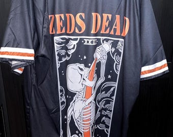 Zeds Dead Inspired Coffee Skeleton/Skull Baseball Rave Jersey - Unisex/Men's (LIGHTWEIGHT JERSEY)