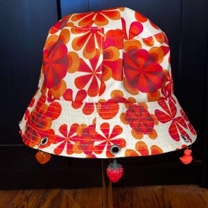 Red/Orange Flower Festival Rave Bucket Hat with Charms