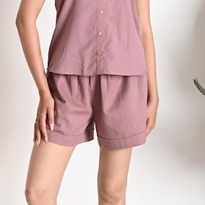 Linen Shorts, Loose Linen Shorts, Elastic Waist Shorts, Summer Linen Shorts for Women, Linen Beach Shorts with pocket, Custom shorts