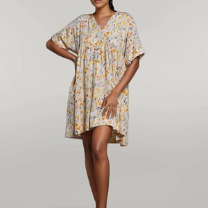 Soft flowy floral print dress, Boho Midi Dresses, Customize Dress, Plus Size Clothes, Casual Loose Dress, Flower Cotton Dress, Handmade