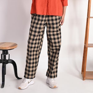 Loungewear Pants, Straight Pants Women, Elastic waist long pants, Wide Leg Pants, Loose Linen pants, Linen culottes, Washed linen pants