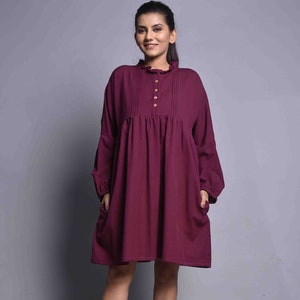 Women’s Linen Tunic Dress, Loose Fit Linen Tunic, Long Sleeve Linen Mini Dress, Casual Boho Linen Tunic, Fall Winter Layering Outfit