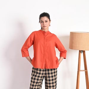 Women&#39;s Linen Blouse, Long Sleeve Linen Top, Casual Workwear Shirt, Loose Fit Top, Handmade Sustainable Clothing, oversized linen blouse