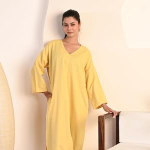 Long Linen Dress, Linen Miaxi Dress, Plus Size Clothing, V-Neck Long Dress, Long Sleeves dress plus size clothing casual loose custom dress