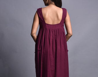 Linen Maxi Dress with Pockets, Long Linen Sundress, Linen Shift Dress, Aesthetic Minimalist Linen Dress Women