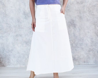 White Skirt Linen, Women's Linen Long Skirt, Vintage Skirt, Linen Skirt, Women Skirt, Plus Size Skirt, Maxi Skirt, Fall Spring Skirt Custom