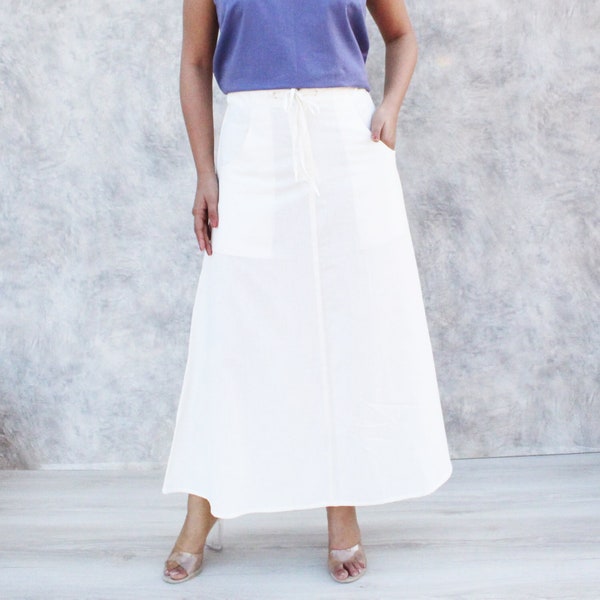 White Skirt Linen, Women's Linen Long Skirt, Vintage Skirt, Linen Skirt, Women Skirt, Plus Size Skirt, Maxi Skirt, Fall Spring Skirt Custom