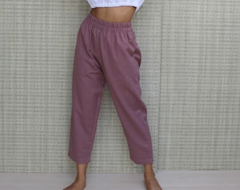 Elastic Waist Linen Pants, Long Linen Pants, Casual Large Size Trousers, Women Linen Trousers, Plus Size Pants,  Summer Pants, Womens Pants