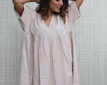 Linen Midi Dress, plus size short dress, oversized dress, maternity dress, cocktail dresses, linen dress with pockets, Ready to ship, Sale