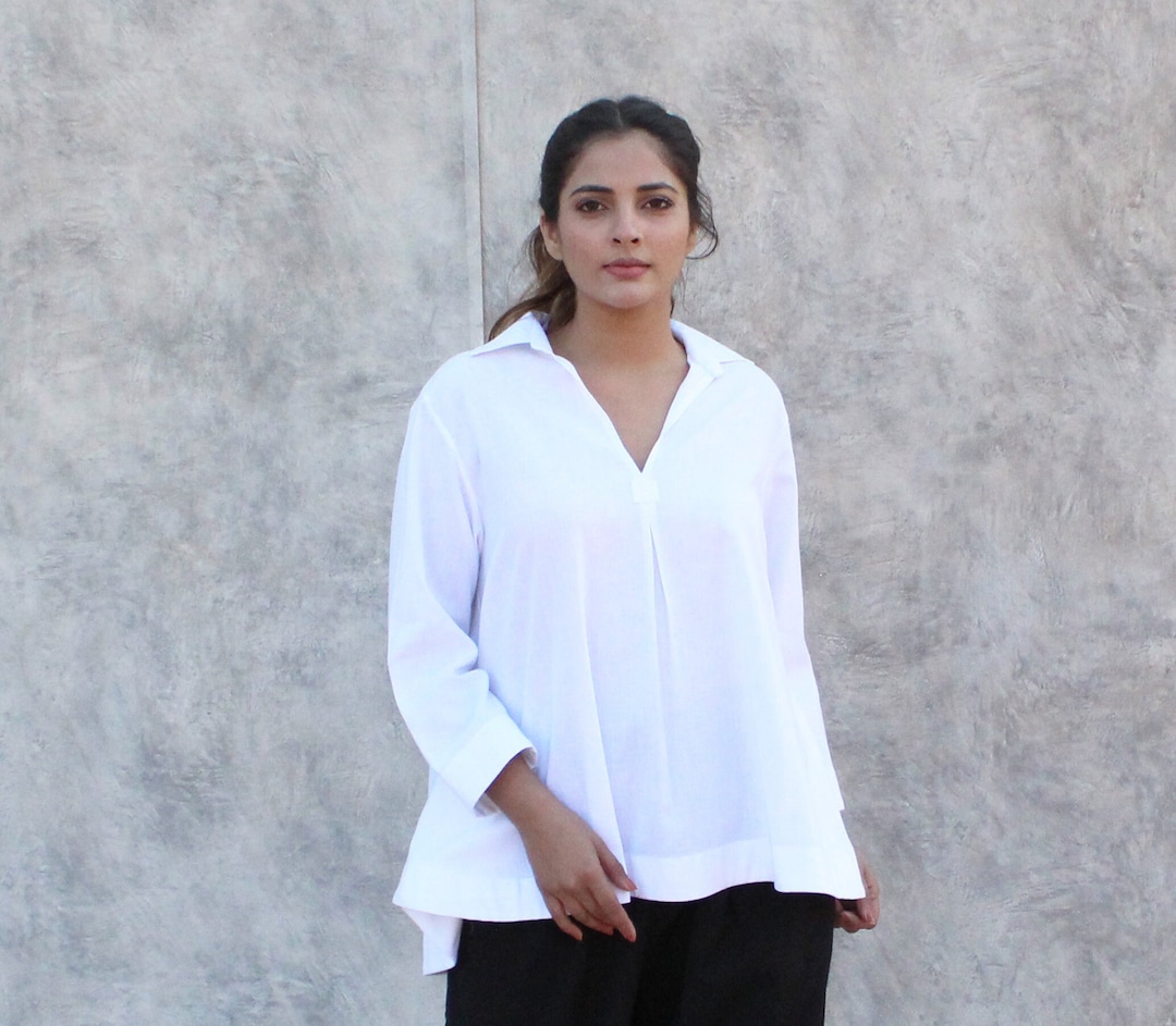 Women's Cotton Linen Tee | White