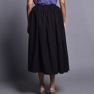 Black Skirt, Midi Linen Skirt, Ruffled Skirt with Flare, Skirt With Pockets, Linen Skirt For Women, Plus Size Skirt, Linen Clothing image 3