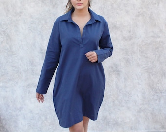 Washed linen Dress with Pockets, Mini dress, womens linen dress, shirt dress, Linen summer tunic, gift for her, Linen tunic with pockets