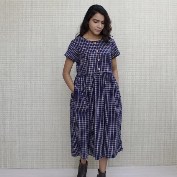Striped Linen Dress, Button up Full Length Linen Dress, Smock Linen Dress, Nursing Dress, Summer Dress, Airy Breathable Comfortable Frock