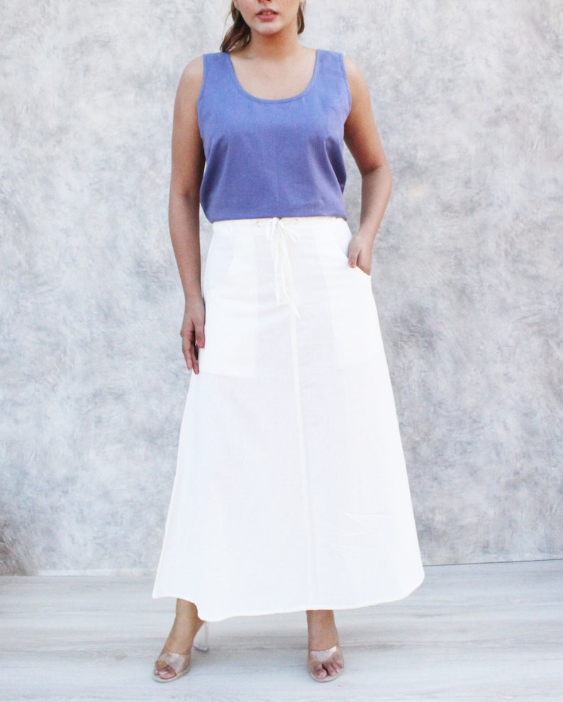 White Skirt Linen, Women's Linen Long Skirt, Vintage Skirt, Linen Skirt, Women Skirt, Plus Size Skirt, Maxi Skirt, Fall Spring Skirt Custom image 1