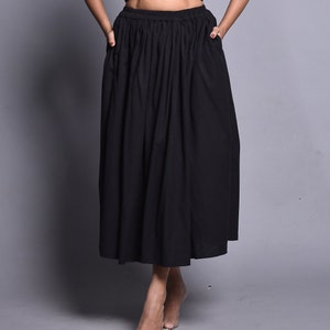 Black Skirt, Midi Linen Skirt, Ruffled Skirt with Flare, Skirt With Pockets, Linen Skirt For Women, Plus Size Skirt, Linen Clothing image 4
