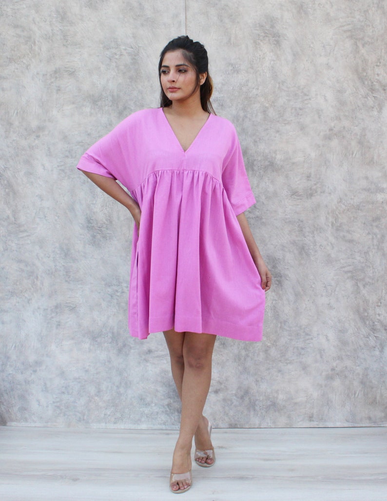 Short Linen Dress With Pocket Empire Waist Linen Dress Linen Etsy