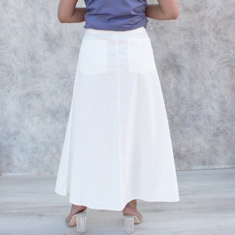 White Skirt Linen, Women's Linen Long Skirt, Vintage Skirt, Linen Skirt, Women Skirt, Plus Size Skirt, Maxi Skirt, Fall Spring Skirt Custom image 5