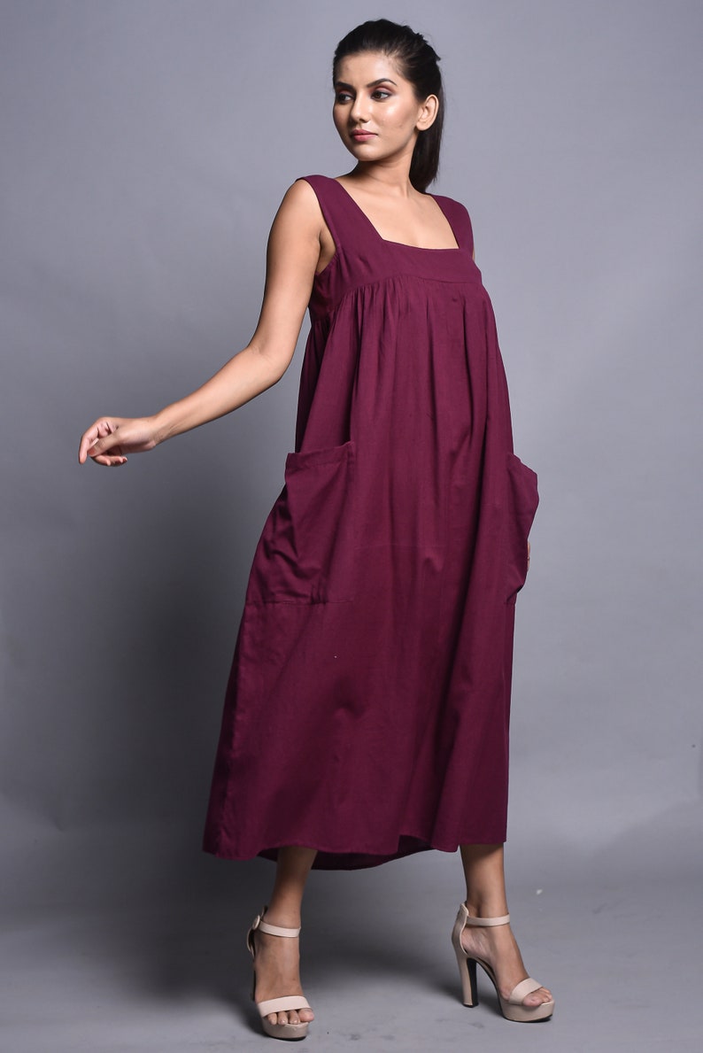 Women’s Breathable Linen Maxi Dress with Pockets