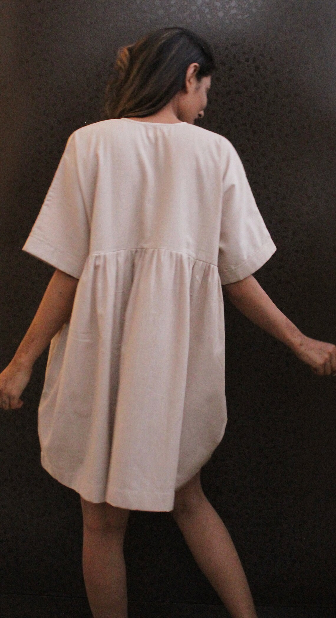 Short Linen dress with pockets Empire waist linen dress Etsy