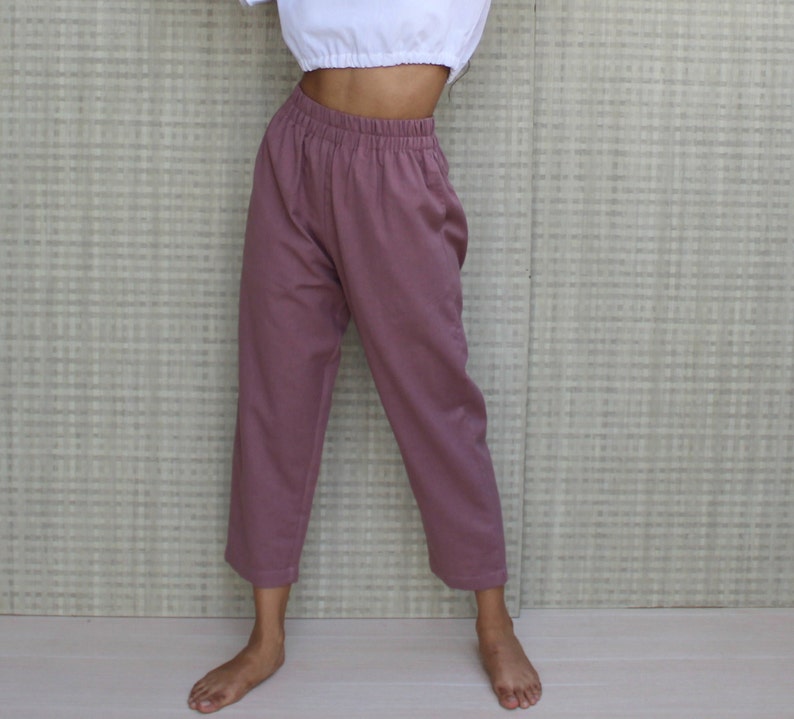 Elastic Waist Linen Pants, Long Linen Pants, Casual Large Size Trousers, Women Linen Trousers, Plus Size Pants, Summer Pants, Womens Pants image 1