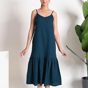Long Linen Dress, Blue Linen Dress, Linen Maxi Dress, Loose Linen Dress, Spring Summer Dress, Plus Size Clothing, Gift for Mom,Gift for Wife
