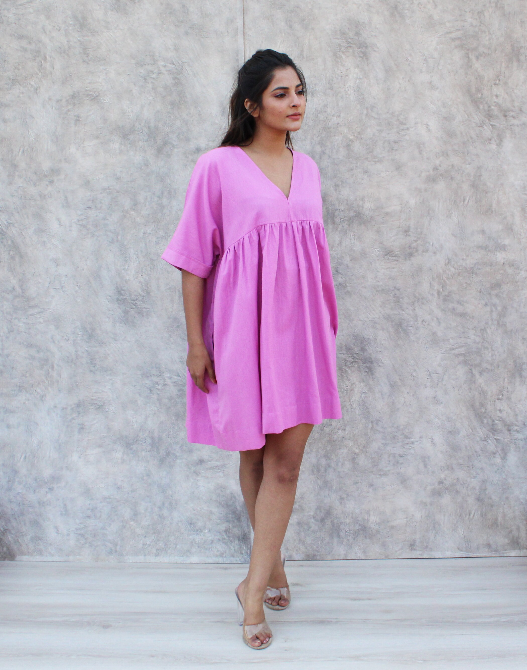 Short Linen dress with pocket Empire waist linen dress Linen Etsy