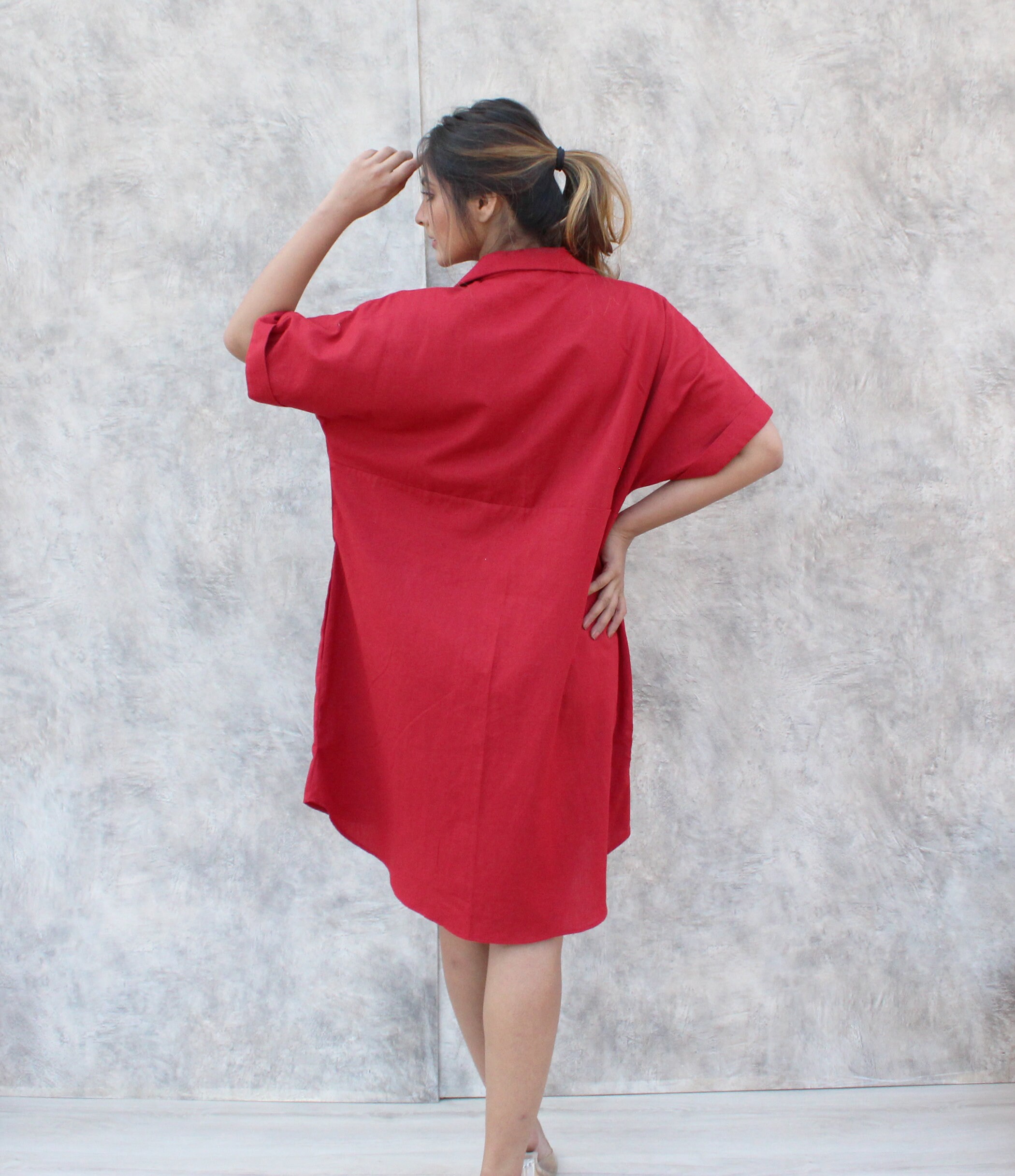 open lace back dress Lillian Linen Shift Dress main image 1