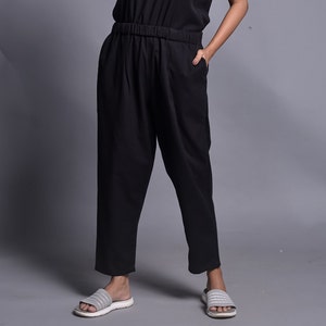 Black Linen Pants, Linen casual pants, Tapered Linen Pants, Linen Trousers, Washed Trousers, Women linen trousers, Boho Petite Clothing