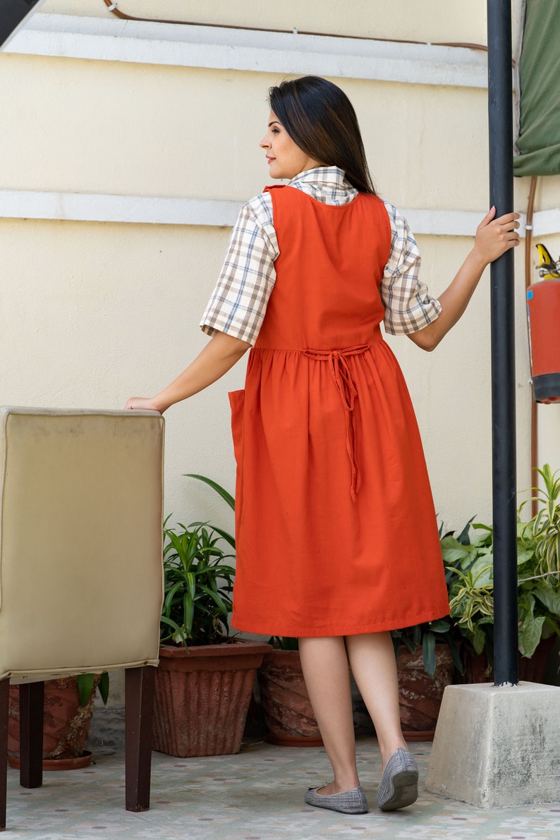 Linen Pinafore Dress, Sleeveless Dress, Midi Summer Dress, Vintage Style Linen Dress, Linen Midi Dress, Handmade Dress, Linen Summer Dress image 3