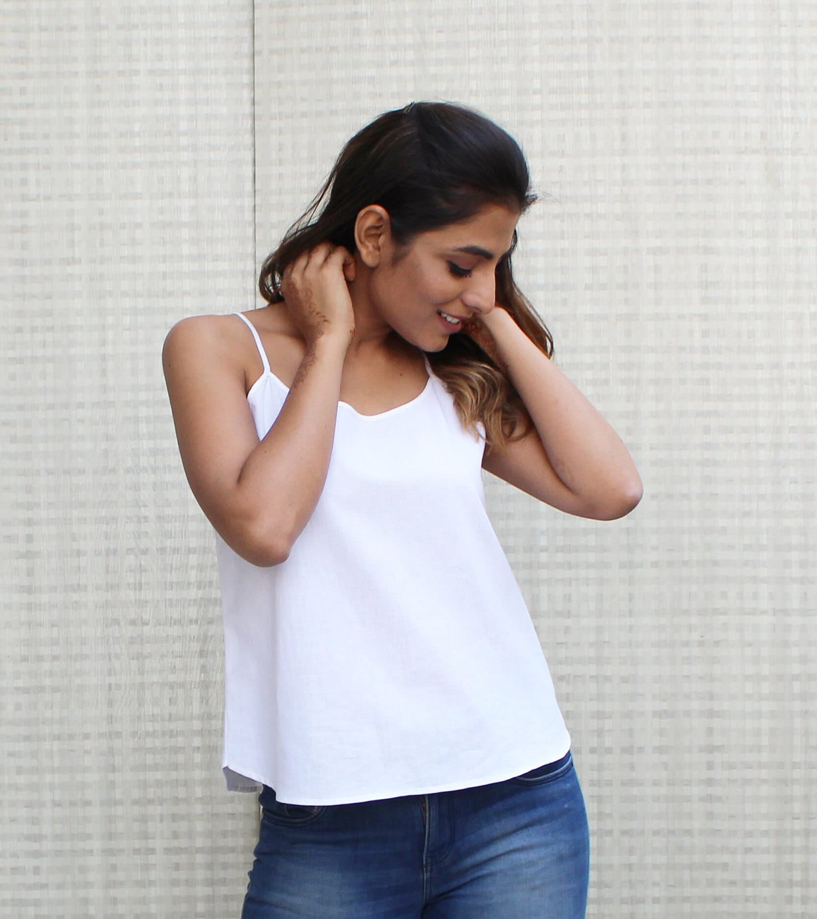 Women's Cotton Linen Camisole Tank Top - Casual Elegant Tee For Summer, Solid Color Basic Style - View #2