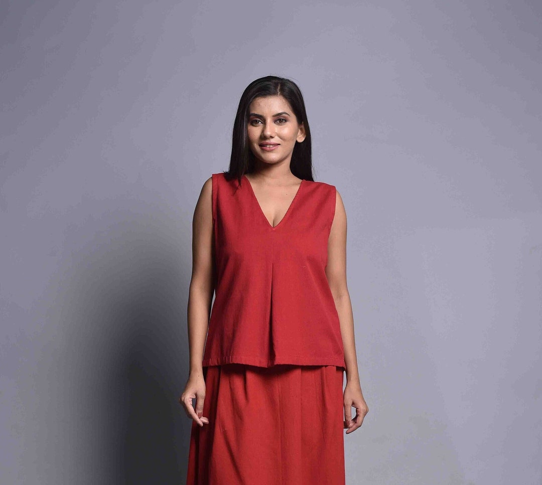 Red Linen Blouse Linen Tops Plus Size Linen Tops for Women Etsy