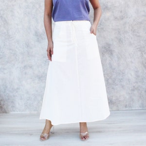 White Skirt Linen, Women's Linen Long Skirt, Vintage Skirt, Linen Skirt, Women Skirt, Plus Size Skirt, Maxi Skirt, Fall Spring Skirt Custom image 3