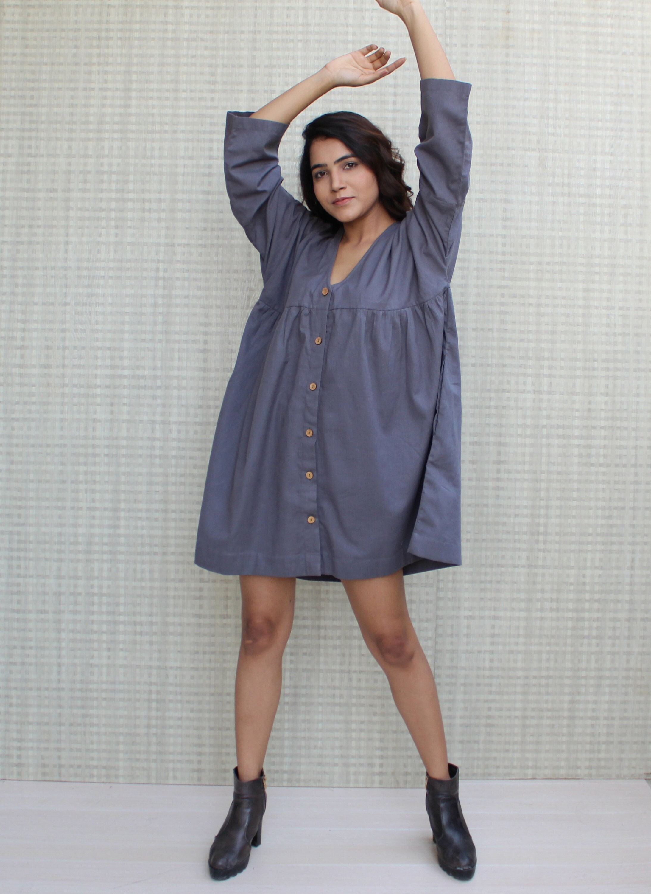 green emerald velvet dress Cream Tiah Smock Dress