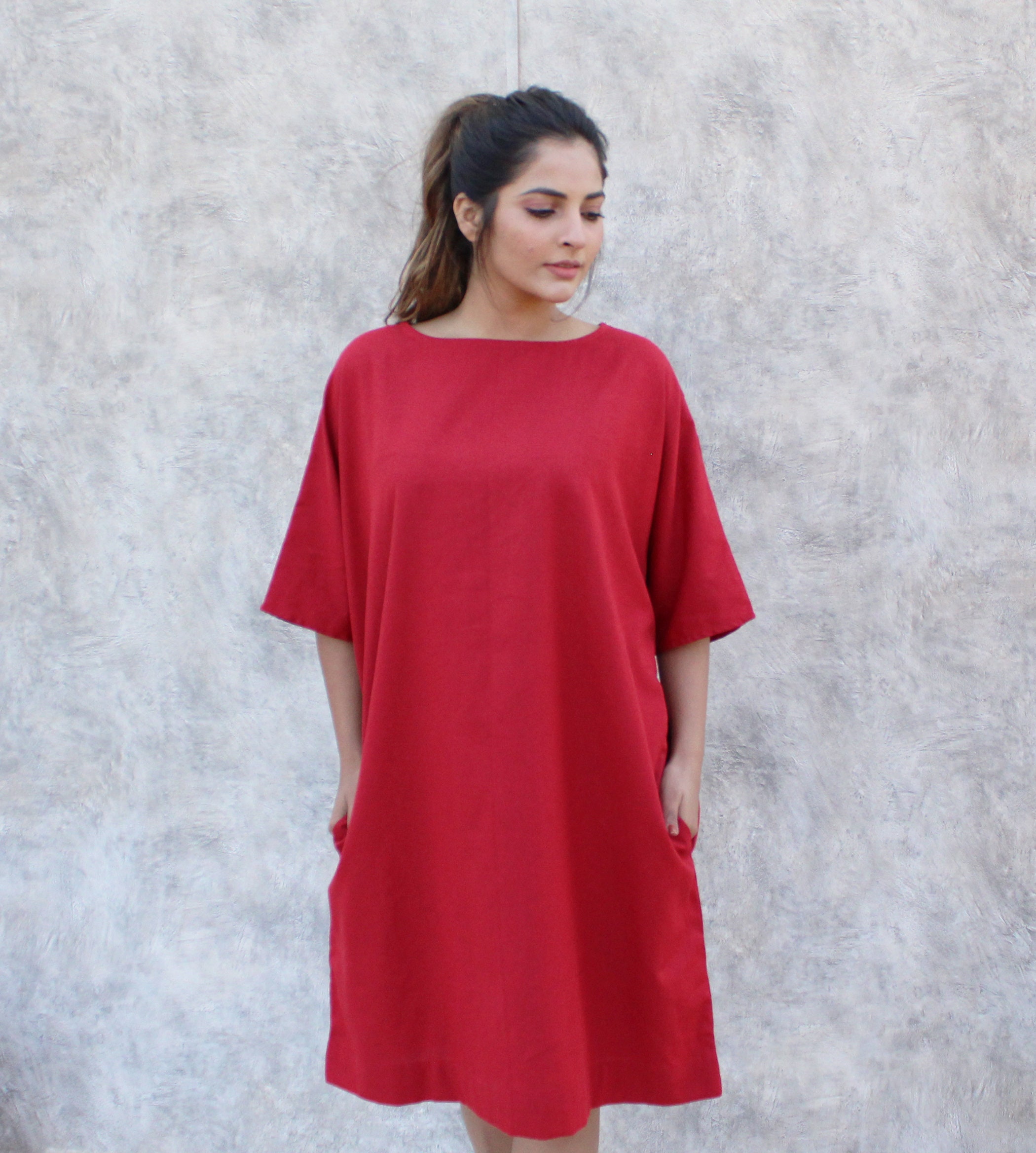 boat neck tunic dress