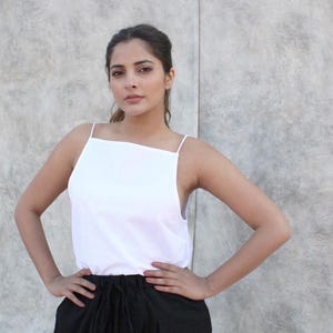 Square Neck Top, Sleeveless Linen Blouse, Linen tank top for women, White linen blouse, Summer shirt for women, Oversized Shirt,Womens Shirt