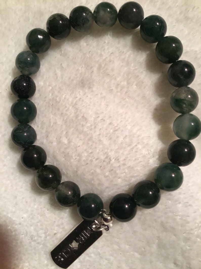 African Turquoise 8mm charm bracelet